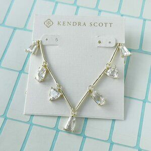 Kendra Scott Blair Gold White Crystal Jewel Strand Necklace w/ dust bag